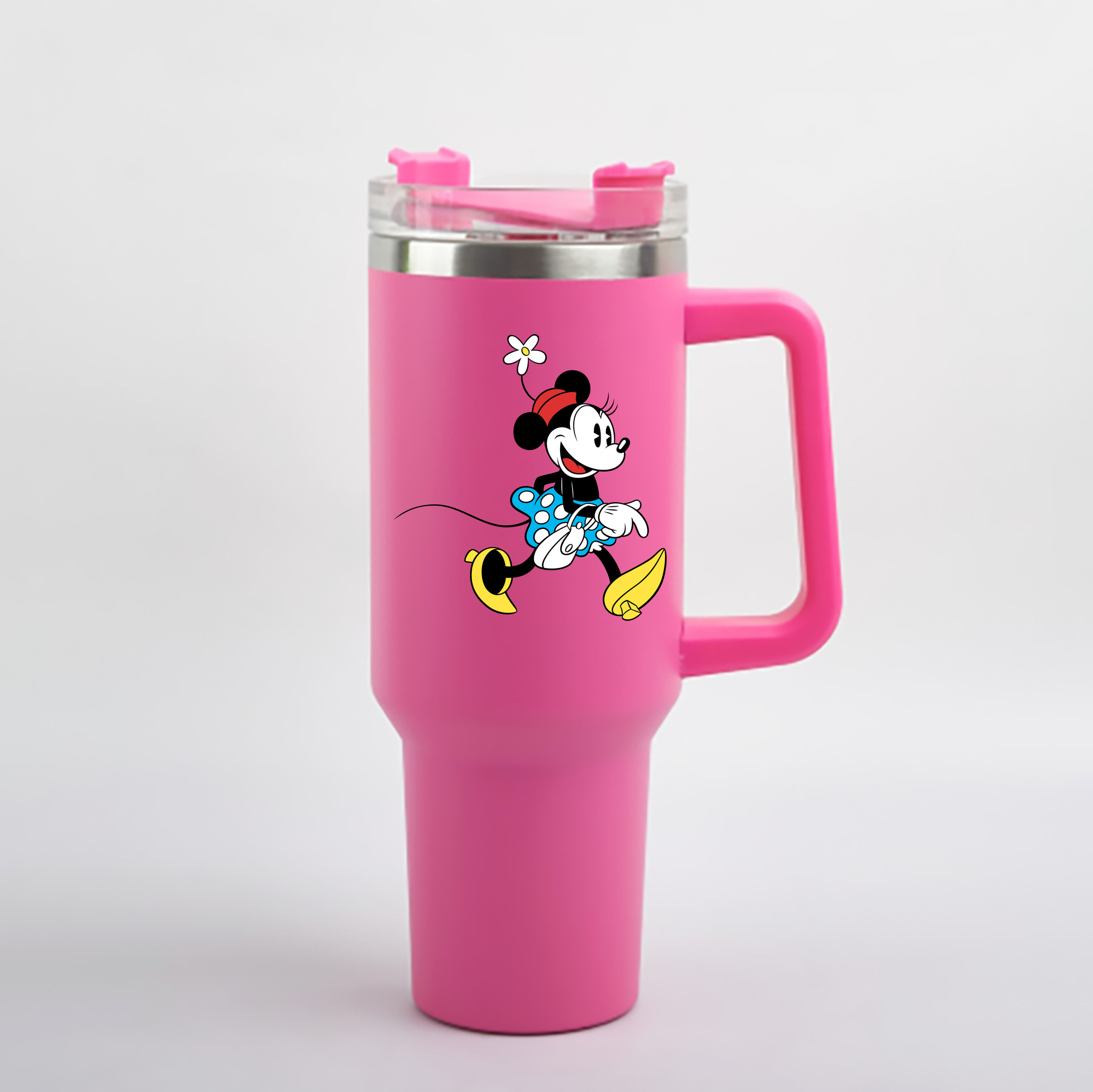 （画像用） ミッキーマウス Mickey Mouse 1200mL車用タンブラー - クリスタルステッカー（プラスチックストロー付き）